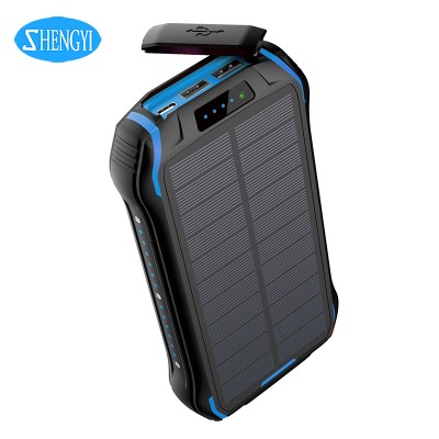 Qi Wireless 25000mAh Led Flash Light Power Bank  Outdoor Solar Wireless Fast Charging Power Bank  For Phone