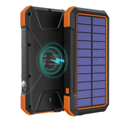 Best Waterproof 20000Mah Solar Charger Powerbank With PD 18W Quick Charging Wireless Solar Power Bank