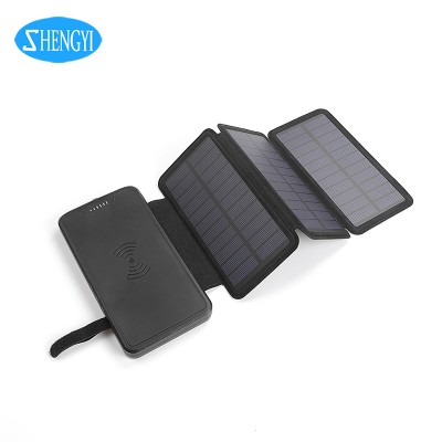 Shengyi New Arrival Quick Charger Foldable Solar Panel Wireless Power Bank 16000mah